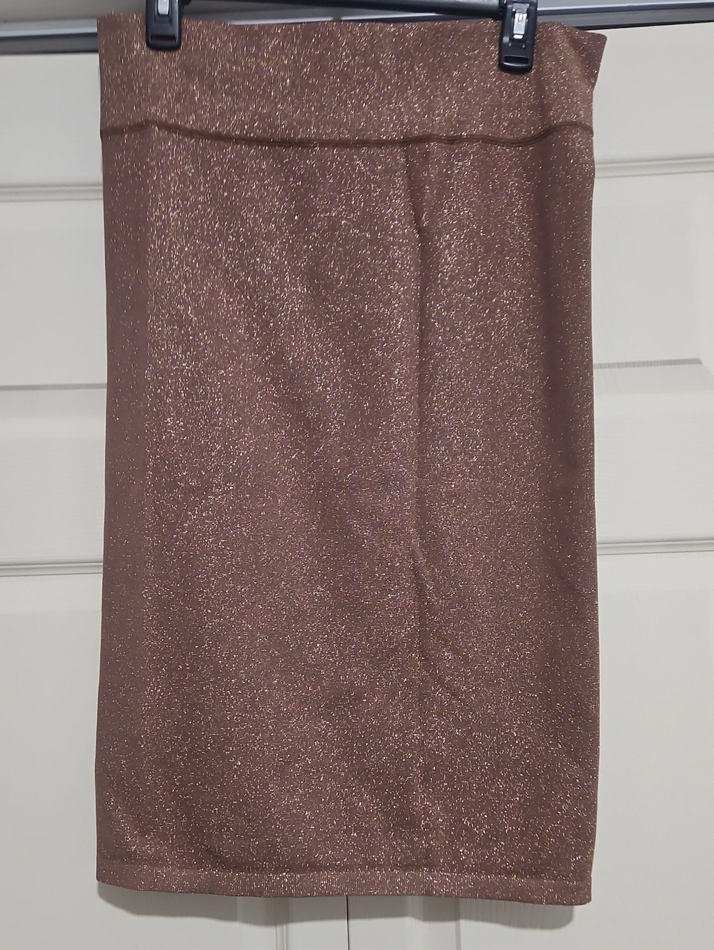 Women's Brown Metallic Pencil Skirt - Sleek Sparkle Finish